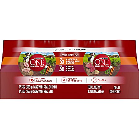 ONE SmartBlend Adult Tender Cuts in Gravy Variety Pack Dog Food - 6 pk