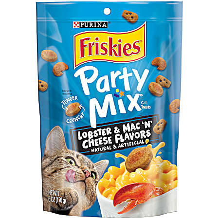Friskies Party Mix Lobster & Mac 'N Cheese Flavors Cat Treats, 6 oz