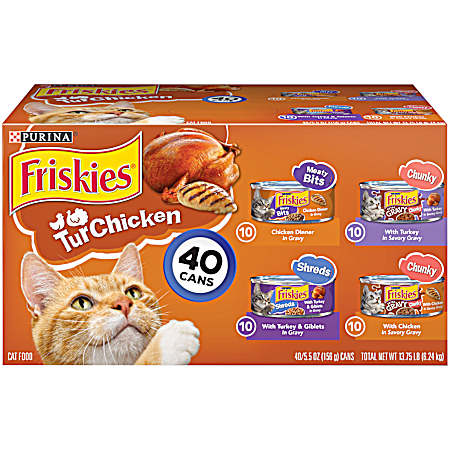 Friskies Adult TurChicken Variety Pack Wet Cat Food - 40 pk