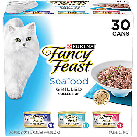 Fancy Feast Adult Seafood Grilled Collection Wet Cat Food - 30 pk