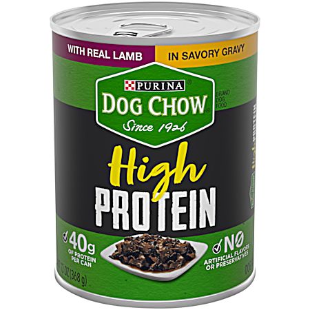 Dog Chow Adult High Protein Lamb in Gravy Wet Dog Food, 13 oz Can