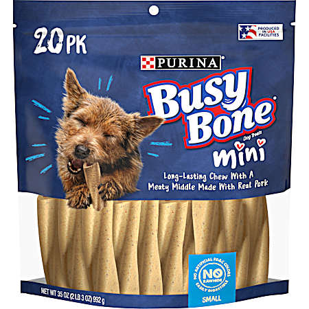 Busy Bone Mini Small Breed Dog Chew Treats - 20 pk