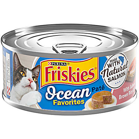 Friskies Adult Ocean Favorites Pate Salmon & Brown Rice Wet Cat Food, 5.5 oz Can