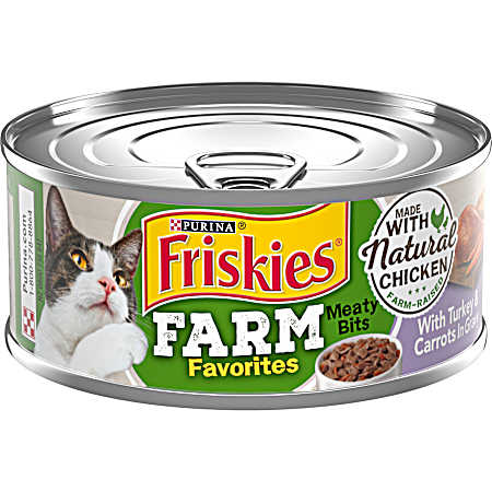 Friskies Adult Farm Favorites Meaty Bits Turkey & Carrots Wet Cat Food, 5.5 oz Can
