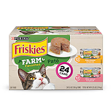 Friskies Adult Farm Favorites Chicken & Salmon Pate Variety Pack Wet Cat Food - 24 pk