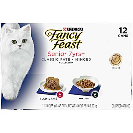 Fancy Feast Senior 7+ Classic Pate & Minced Collection - 12 pk