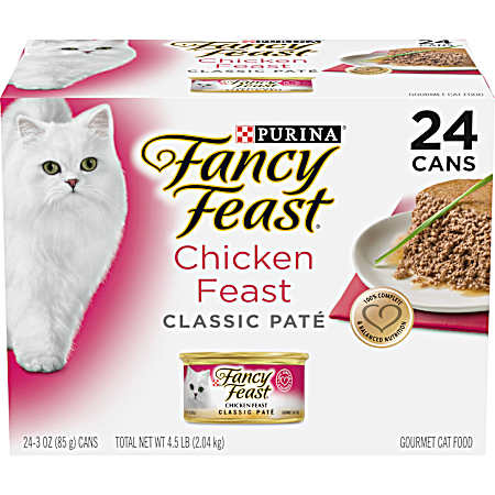 Fancy Feast Adult Chicken Feast Classic Pate Wet Cat Food - 24 pk