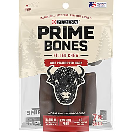 Prime Bones Pasture-Fed Bison Small Chew Stick Dog Treats - 7 pk