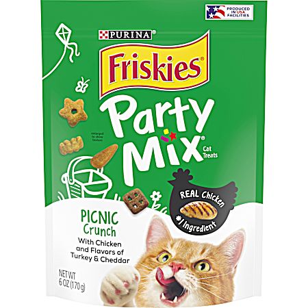 Friskies Party Crunch Picnic Crunch Chicken, Turkey & Cheddar Flavor Cat Treats, 6 oz