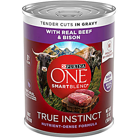 ONE True Instinct Tender Cuts in Gravy w/ Beef & Bison Wet Dog Food
