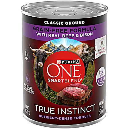 ONE True Instinct Classic Ground Grain-Free w/ Beef & Bison Wet Dog Food, 13 oz