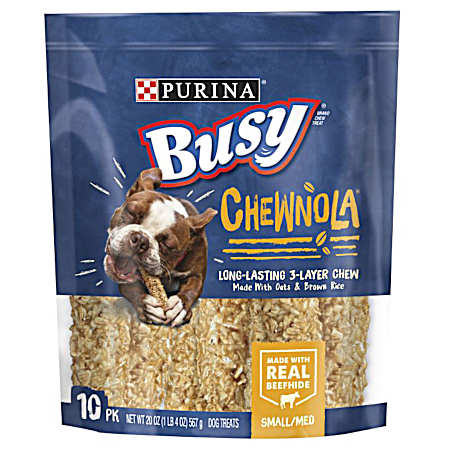 Busy Chewnola Small/Medium Breed Oat & Brown Rice Dog Chew Treats - 10 ct