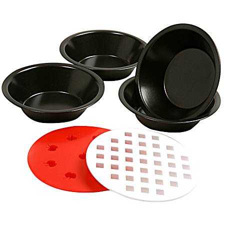 Set of 4 Mini Pie Pans & 2 Pie Top Cutters