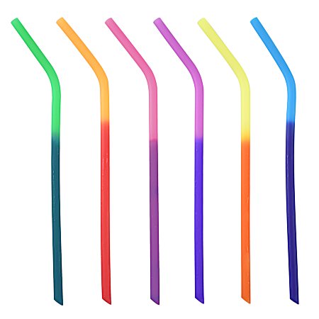 Silicone Color Changing Drinking Straws w/ Cleaning Brushes