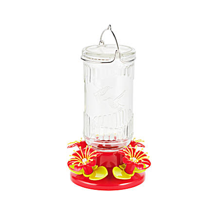 26 oz Red Stargazer Glass Hummingbird Feeder