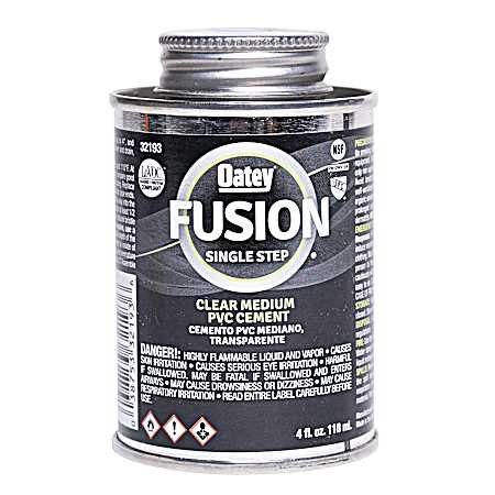 4 oz FUSION Single-Step Clear Self-Priming Medium Bodied PVC Cement