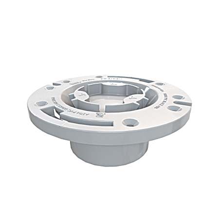 3 in or 4 in White PVC Closet Flange w/ Plastic Ring w/out Test Cap