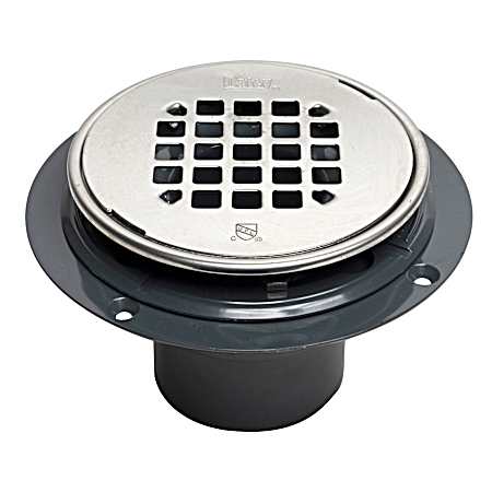 2 in White PVC Round Low Profile Drain Stainless Steel Snap-In Strainer w/ Ring