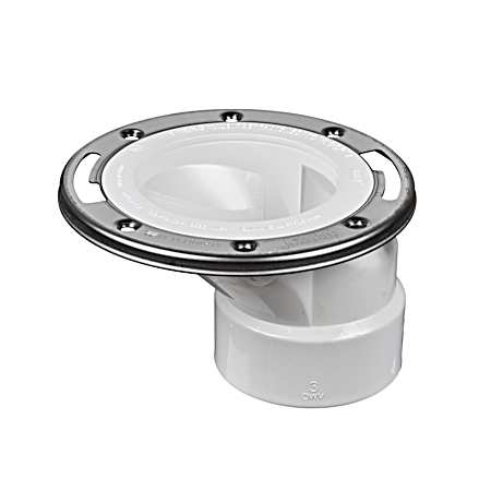 3 in x 4 in Level Fit™ Offset Closet Flange w/ Stainless Steel Ring