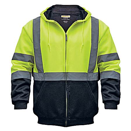 Men's Yellow Hi-Vis Hooded Full Zip Softshell Jacket