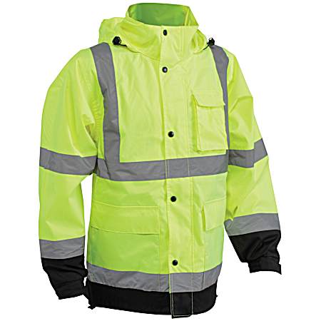 Men's Yellow Class 3 High Visibility Waterproof Rain Jacket