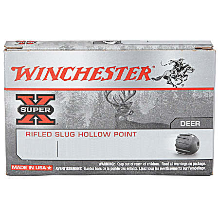 12 Gauge Super-X Rifled Slug Hollow Point 2-3/4'' Shotshells - 5 Rounds