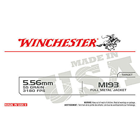 5.56mm USA 55 Grain FMJ Rifle Cartridges - 150 Rounds