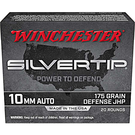 10mm Automatic Super X Silvertip 175 Grain JHP Handgun Cartridges - 20 Rounds