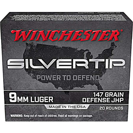 9mm Luger Super X Silvertip 147 Grain JHP Cartridges - 20 Rounds