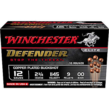 12 Gauge Defender 00 Buck Copper Plated Buckshot  - 10 Rounds