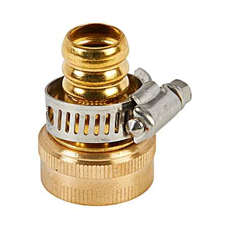 5/8 in Brass Female Hose Shank Mender w/ Clamp