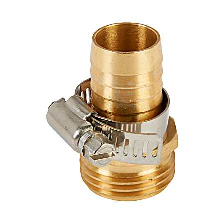 3/4 in Brass Male Hose Shank Mender w/ Clamp