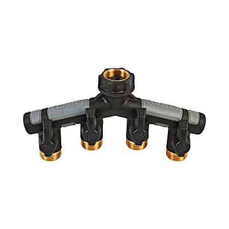 Pro Flo Metal Hose Faucet Manifold w/ Shut-Off