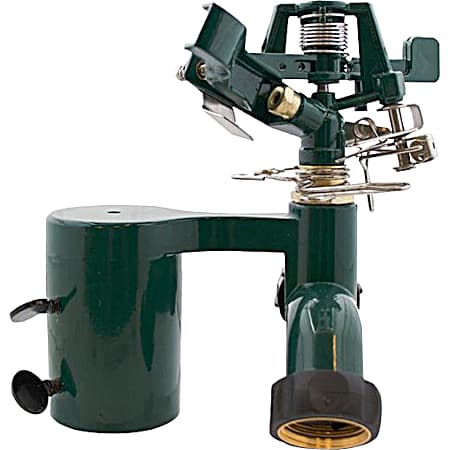 Fence T-Post Base Zinc Impact Sprinkler w/ Flow Through