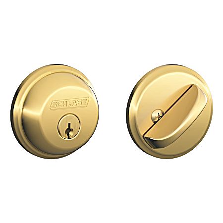 Alike Bright Brass Keyed Single Cylinder Heavy-Duty Dead Bolt