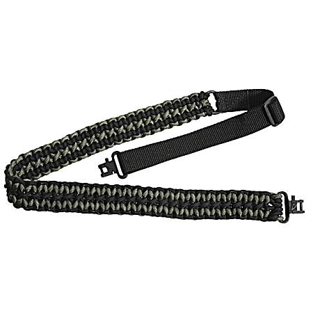 1.25 in Black & Grey Paracord Rifle Gun Sling w/ Swivels