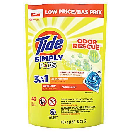 Simply Pods Odor Rescue Fresh Linen Laundry Detergent