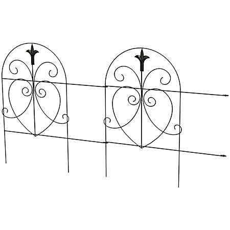 18 in Black Steel Romantic Style Garden Folding Fence