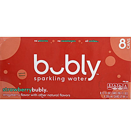 12 oz Strawberry Enhanced Sparkling Water- 8 pk