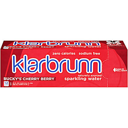 12 oz Bucky's Cherry Berry Sparkling Water - 12 pk