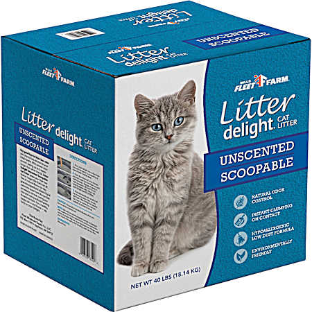 Scoopable Unscented Clay Cat Litter - 40 lb