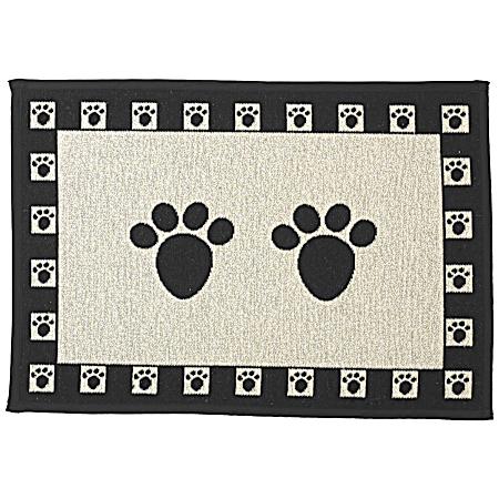 11 in x 19 in Natural & Black Pet Paws Tapestry Placemat