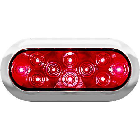 Red w/ Chrome Bezel Oval LED Surface Mount Stop, Turn, & Tail Light - V423XR-4