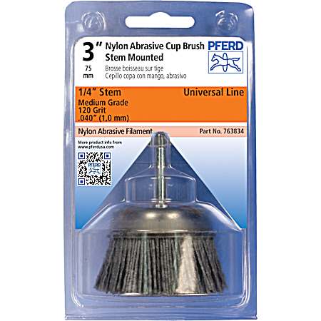 3 In. Nylon Abrasive Cup Brush Stem Mounted