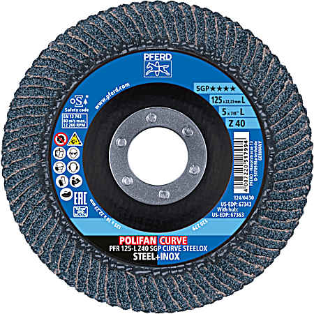5 in Zirconia 40 Grit Corner - Fillet Weld Grinding POLIFAN CURVE Flap Disc