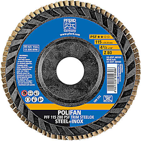 4-1/2 in Zirconia 80 Grit Trimmable POLIFAN Flap Disc
