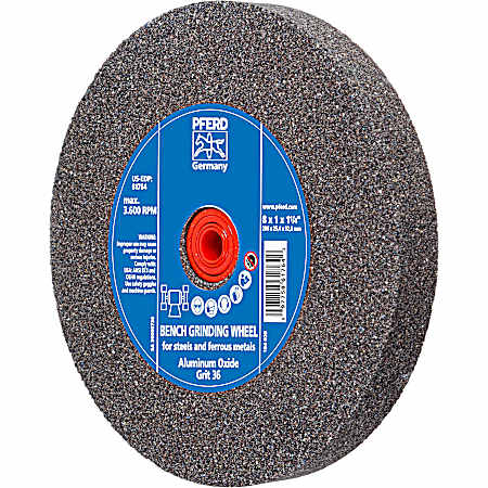 8 x 1 x 1-1/4 in 36 Grit Bench Grinder Wheel for Steels & Ferrous Metals
