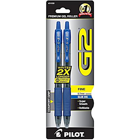 G2 Blue Fine Point Retractable Gel Roller Pens - 2 Pk