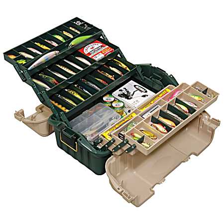 Magnum Green/Sandstone Hip Roof 6-Tray Tackle Box