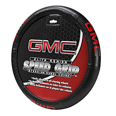 Elite Series Speed Grip Black Steering Wheel Cover w/ GMC Logo
